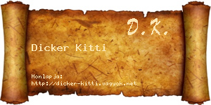 Dicker Kitti névjegykártya